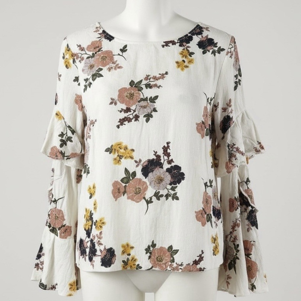 Sanctuary Bianca Long Sleeve Ruffled Blouse Floral Women's Size‎ XS